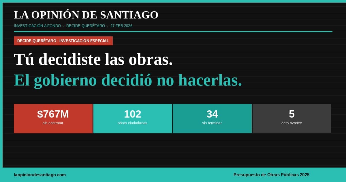 Tú decidiste las obras. El gobierno de Querétaro decidió no hacerlas